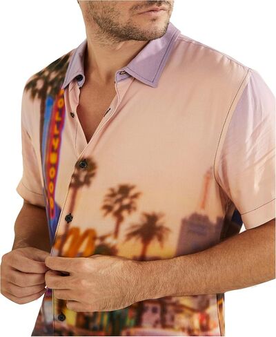GUESS Men's Short Sleeve Eco Rayon Shirt in Saudi Arabia