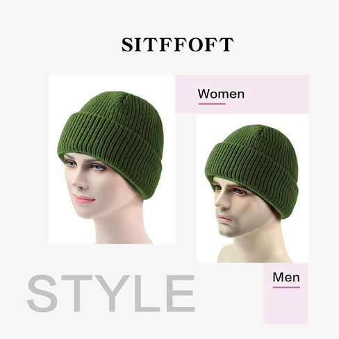 SITFFOFT Beanie Hats for Men Women Winter Warm Soft Ribbed Skullcap Knit Fisherman Beanies Ski Hat Unisex in Saudi Arabia