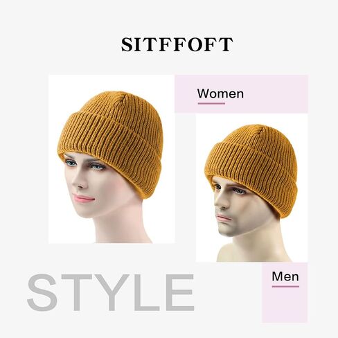 SITFFOFT Beanie Hats for Men Women Winter Warm Soft Ribbed Skullcap Knit Fisherman Beanies Ski Hat Unisex in Saudi Arabia