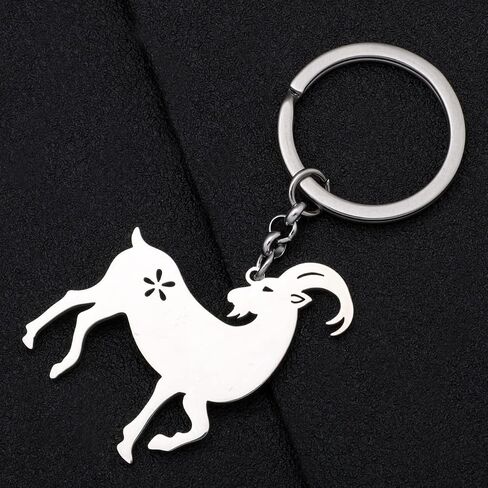 Novelty Cute Goat Keychain Stainless Steel Sheep Gifts for Women Girls Charms Car Key Wallet Keyring Accessories in Saudi Arabia