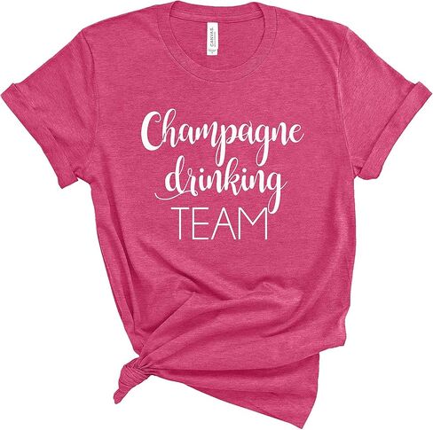 Blue Sand Textiles Champagne Drinking Team Shirt. Unisex T-Shirt. Champagne Shirt for Group. in Saudi Arabia