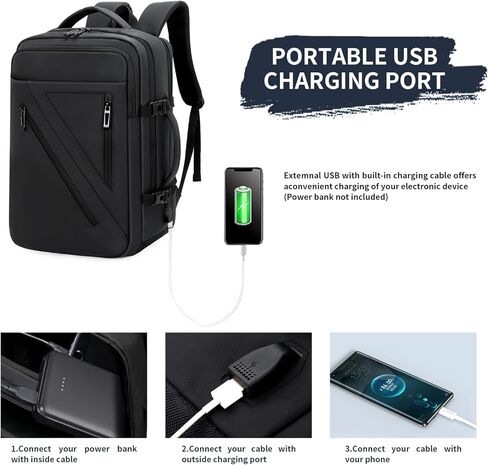 Solim Anti-theft Laptop Backpack,Business Travel Backpack Fit 15.6 Inch Durable Water Resistant Computer Bag with USB Charging Port for Men, Black, One Size, Travel Backpacks in Kuwait