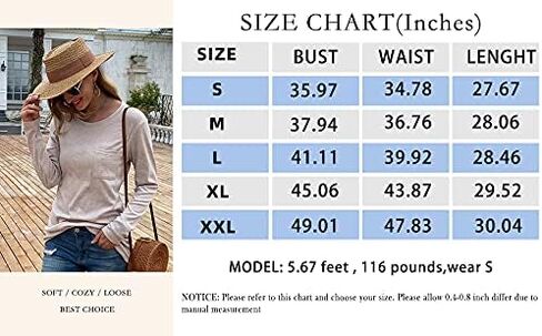 Geifa Womens Long Sleeve Tunic Tops Casual Loose Shirts for Leggings in Kuwait