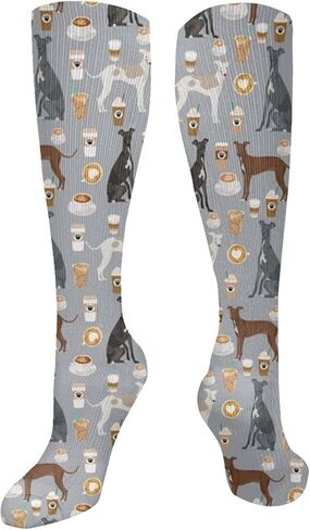 chegna Italian Greyhounds Coffees Latte Coffee Espresso Coffee Compression Socks for Women & Men Circulation 15-20 mmHg is Best Support for Athletic Running Cycling, Coffee, One size in Kuwait