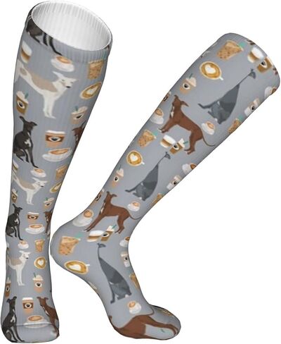 chegna Italian Greyhounds Coffees Latte Coffee Espresso Coffee Compression Socks for Women & Men Circulation 15-20 mmHg is Best Support for Athletic Running Cycling, Coffee, One size in Kuwait
