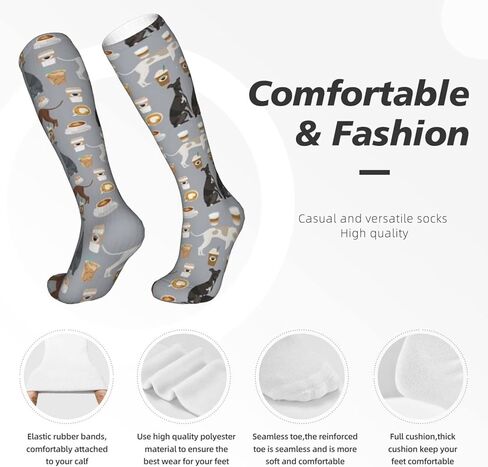 chegna Italian Greyhounds Coffees Latte Coffee Espresso Coffee Compression Socks for Women & Men Circulation 15-20 mmHg is Best Support for Athletic Running Cycling, Coffee, One size in Kuwait