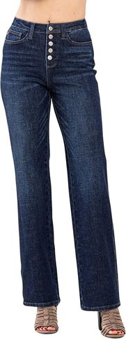 Judy Blue Women's High-Rise Button-Fly Straight Leg Jeans in Saudi Arabia