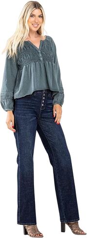 Judy Blue Women's High-Rise Button-Fly Straight Leg Jeans in Saudi Arabia