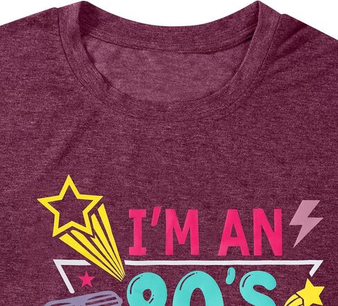 تي شيرت عتيق 80 للنساء أنا فتاة كيندا في الثمانينات قميص برسومات ريترو تي شيرت لحفلات أعياد الميلاد بأكمام قصيرة in Kuwait