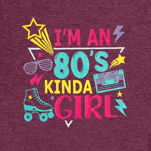 تي شيرت عتيق 80 للنساء أنا فتاة كيندا في الثمانينات قميص برسومات ريترو تي شيرت لحفلات أعياد الميلاد بأكمام قصيرة in Kuwait