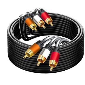 كابلات YOTETION الرقمية المحورية 3RCA بطول 25 قدمًا، كابل مضخم صوت RCA صوت فيديو 24 قيراط مطلي بالذهب توصيل مكونات الصوت والفيديو AV ذكر إلى ذكر كابل 3RCA إلى 3RCA للمسرح المنزلي أمبير، أنظمة ستيريو