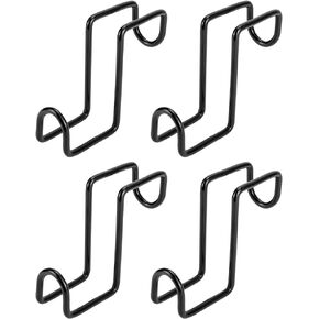 QWORK 4 Inch Tack Hook Set - 4 Pack Heavy Duty Black Horse Halter Rack, Over Rail Bridle Hooks Anti-Rust Coated Metal Hooks for Horse Bridle, Water Bucket Hangers, Stable and Barn Organization
