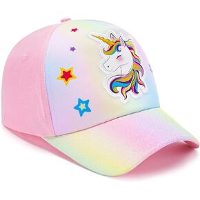 Kids Baseball Hat Baby Girls Unicorn Baseball Cap Girls Snapback Cap Pink Ball Cap for Girls Adjustable Trucker Cap for Kids