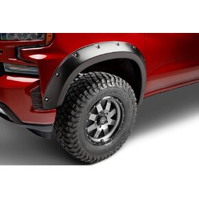Bushwacker Pocket/Rivet Style Front & Rear Fender Flares | 4-Piece Set, Black, Smooth Finish | 40992-02 | Fits 2019 - 2024 Chevrolet Silverado 1500 (Includes 2022 Silverado LTD)