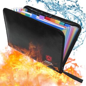 Fireproof Accordion File Organizer,Important Document School Organization,Portable Receipt Holder, Waterproof Binder File folders for Paper A4 Cash Passport…