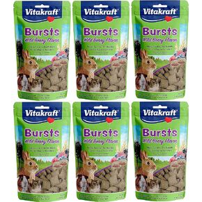 Vitakraft 6 Pack of Bursts Treats, 1.76 Ounces Each, Wild Berry Flavor, for Pet Rabbits Guinea Pigs and Hamsters