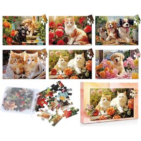 zoiiwa 6 حزم 36pcs الألغاز الخرف لكبار السن الحيوانات الأليفة القط الكلب بانوراما الألغاز للخرف مرض الزهايمر منتجات الأنشطة ألغاز الزهايمر الذاكرة الألعاب المعرفية للبالغين المسنين كبار السن الهدايا