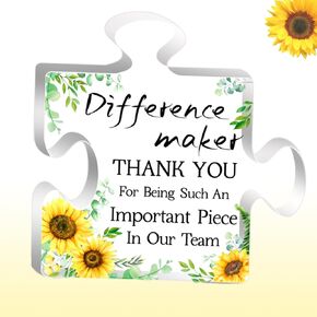 ORIGACH Coworker Leaving Gifts - Never Forget You are The Piece Sign Going Away Retirement Gifts Engraved Acrylic Puzzle Piece 4.7 x 4.7 inch - Thank You Appreciation Gifts for Women Men