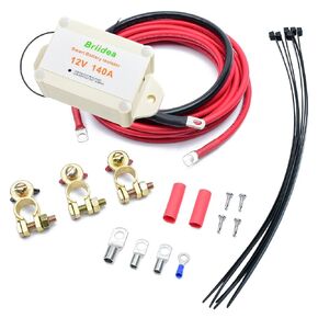 Dual Battery Isolator Kit, Briidea 12V 140 Amp Dual Battery Isolator Voltage Sensitive Relay, IP 65 Waterproof, for UTV ATV Boats RV's Marine Trucks Cars 5th Wheels