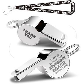Whistles With Lanyard, Coach Whistle, Football Gifts, Soccer Hockey Basketball Volleyball Baseball Coach Gifts for Men Women Teacher, Thank You Cheer Coach Gift, This is Awesome Coach Looks Like