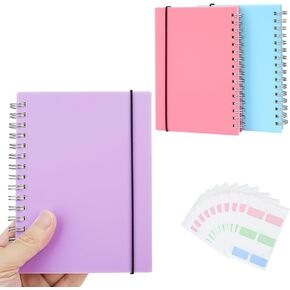 3 Pack Spiral Notebook, B5 Wide Ruled Notebook 7.6" x 10", 100gsm 8mm Ruled Page, 80 Sheets/160 Pages, College Ruled Spiral Notebook for School, Office, Sketch