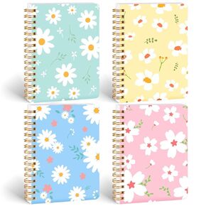 4PCS Mini Spiral Notebooks A6, Small College Ruled Notepads Cute Pocket Notebooks for Women Gift Office School Supplies