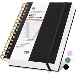 Spiral Notebook Journal,360 Pages College Ruled Notebook, Lined Thick Journals for Women Men,A5 Thick Spiral Journal for Writing,100GSM Paper, Spiral Notebooks for Work School 5.5"x8.5" Green