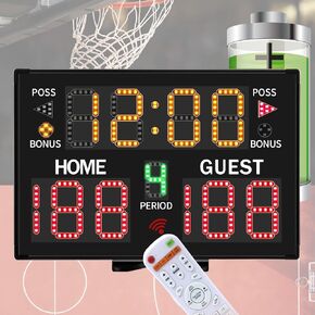 GANXIN Basketball Digital Scoreboard with Remote,Battery Powered Portable Tabletop Electronic Scoreboard with 75dB Buzzer,Countdown Timer & Score for Games