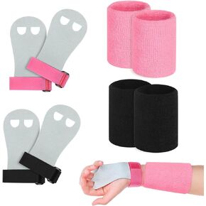 مجموعات أساور المعصم من Vefungyan للجمباز: 8 قطع من واقيات راحة اليد وأساور المعصم للفتيات والأطفال الشباب تدعم الملحقات الرياضية لأجراس Kettlebell ورفع الأثقال والتمرين والتمرين in Kuwait