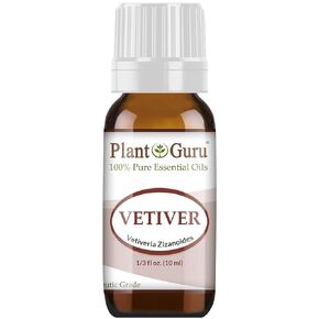 Vetiver Essential Oil 10 ml 100% Pure Undiluted Therapeutic Grade for Skin, Body. Perfect for Aromatherapy Diffuser.
