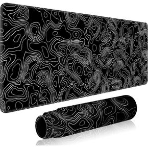 KMLVILE World Map Gaming Mouse Pad Large,XL Desk Pad Computer Mouse Pad for Keyboard with Stitched Edges, Anti-Slip Base,Waterproof Mousepad,Big Mouse Pad for Gamer,Office &Home(Black,31.5" x 11.8")