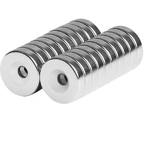 Round Disc Magnets 1/2x1/8 - Magnetic Countersunk Ring 12x3mm Screw Hole Size #4 Crafting Fastener Artwork DIY Latches Cabinet Door Holder (20 Pack)
