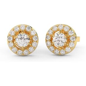 JEWYO 0.55 Cttw Round Cut Natural Diamond (Color : H-I, Clarity : I1-I2) | Perfect Match Exquisite Stud Halo Earrings | Crafted in 14K Rose,White, Yellow Gold. (14K Yellow Gold)