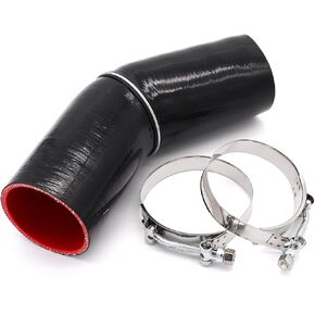 45 Degree Elbow Coupler Silicone Hose 4-Ply 3 1/2-inch(89mm) for Turbo/Intercooler/Intake Piping,Length 102mm Thickness 5mm with T-Bolt Clamp