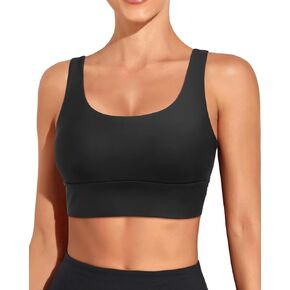 Yonique Women Sports Bra Bikini Top Only Swim Bra Athletic Swim Top Scoop Neck Bathing Suit Top