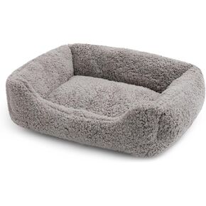 Hollypet Rectangle Pet Bed Sherpa Fleece Dog Bed, Self-Warming Pet Bed for Small-Sized Dogs Cats Sleeping Bag Cushion, Pink