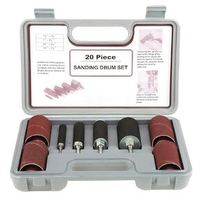 Jeanoko 20pcs Spindle Sanding Drum Sander Tool Kit Set with Case for Drill Press with Storage Case Drum Sanders for Woodworking Hand Sanders Sanding Machine Spindle Sander Drill Sander Attachment