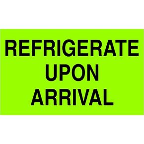 Ship Now Supply SNDL2601 Tape Logic Climate Labels, Refrigerate Upon Arrival", 3" x 5", Fluorescent Green (1 Roll of 500 Labels)