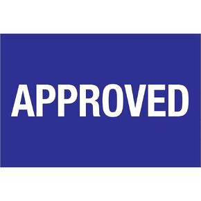 3M Approved" Labels/Stickers, 2" x 3", Blue/White, 500 Labels Per Roll (1 Roll)