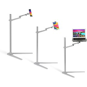 3 in 1 360 Degree Rotating Height Adjustable Laptop Tablet Stand for Bed,Floor,Compatible with Ipad Pro 12.9 Inch, Ipad Air, Ipad Mini,MacBook Pro/Air,MS Surface Pro,MS Surface Book Stand