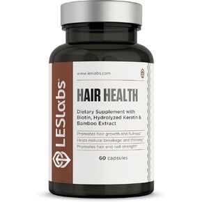 LES Labs Hair Health – Hair Growth & Nails Supplement, Improved Thickness, Strength & Fullness – Keratin, Biotin, Pumpkin Seed & MSM – 60 Capsules