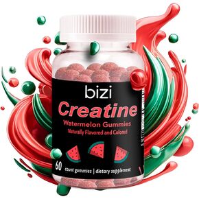 Bizi Creatine Watermelon Gummies for Men & Women, 3g of Creatine Monohydrate per Serving, Watermelon Flavor, Workout, Muscle Growth, and Recovery Supplement, Vegan & Gluten Free (60 ct)