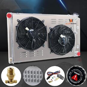 ALLOYWORKS 3 Row Core Aluminum Radiator + Shroud Fan + Relay For 1970-1987 Chevy C10 C20 C30 K10 K20 K30 GMC Blazer Malibu G-Body Monte Carlo Nova, 1975-1988 Oldsmobile Cutlass Radiators