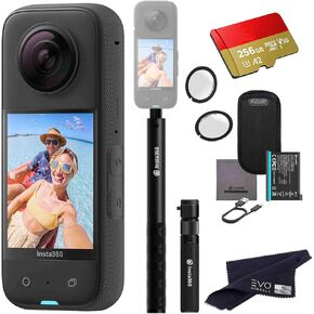 insta360 X3- Waterproof 360 Action Camera 1/2'' 48MP Sensors, 5.7K 360 HDR Video, 72MP 360 Photo, 4K Single-Lens, 2.29'' Touchscreen, AI Editing,Bundle Includes Bullet time, Lens Guard&256GB Black