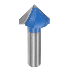HARFINGTON Router Bits 1-1/8" Dia 1/2" Shank 90 Degree V Type End Mill Carbide for Woodworking Carpentry Engraving Edge Trimmer Cutter Tools