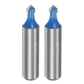 HARFINGTON 2pcs Router Bits 1/4" Dia 1/2" Shank 90 Degree V Type End Mill Carbide for Woodworking Carpentry Engraving Edge Trimmer Cutter Tools