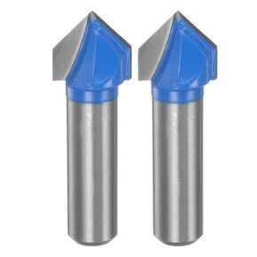 HARFINGTON 2pcs Router Bits 3/4" Dia 1/2" Shank 90 Degree V Type End Mill Carbide for Woodworking Carpentry Engraving Edge Trimmer Cutter Tools