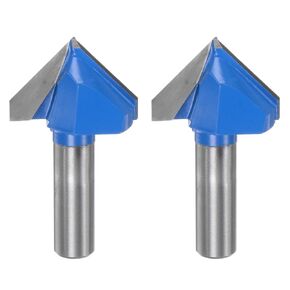 HARFINGTON 2pcs Router Bits 1-1/2" Dia 1/2" Shank 90 Degree V Type End Mill Carbide for Woodworking Carpentry Engraving Edge Trimmer Cutter Tools