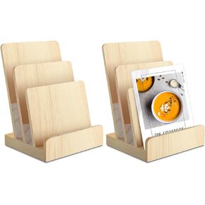 DOSTATNI 3 Tier Pine Wood Pamphlet Display Stand Brochure Holder 6 x 9 Literature Stand Postcard Holder Display Stand Flyer Holder Magazine Rack for Pamphlet Magazine Booklets Menu