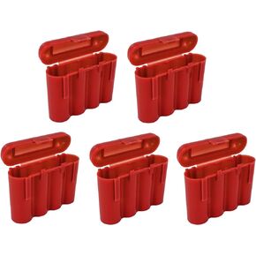 Powertron AA AAA CR123A Red Battery Holder Storage Case 5 Cases